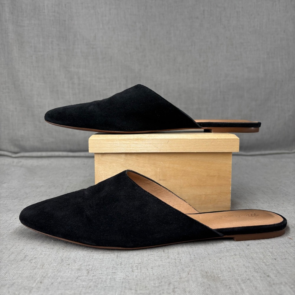 Madewell Remi Mule Black Suede Leather Pointed Toe Flat Slip On Shoe Women's 9.5 - Picture 3 of 9
